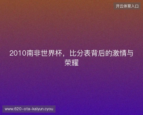 2010南非世界杯，比分表背后的激情与荣耀